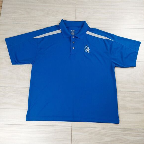 Duke‎ Blue Devils Polo Shirt Mens XL Blue Short Sleeve Lightweight Pro Edge - Picture 1 of 8